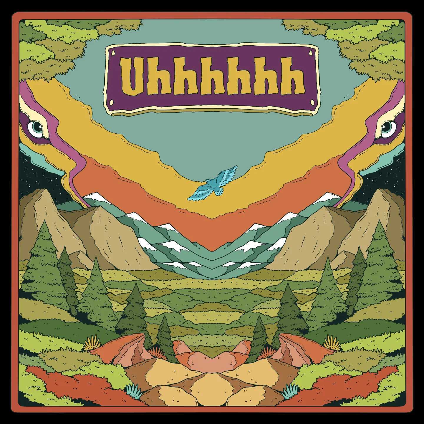 Uhhhhhh album cover with mountains and a bird