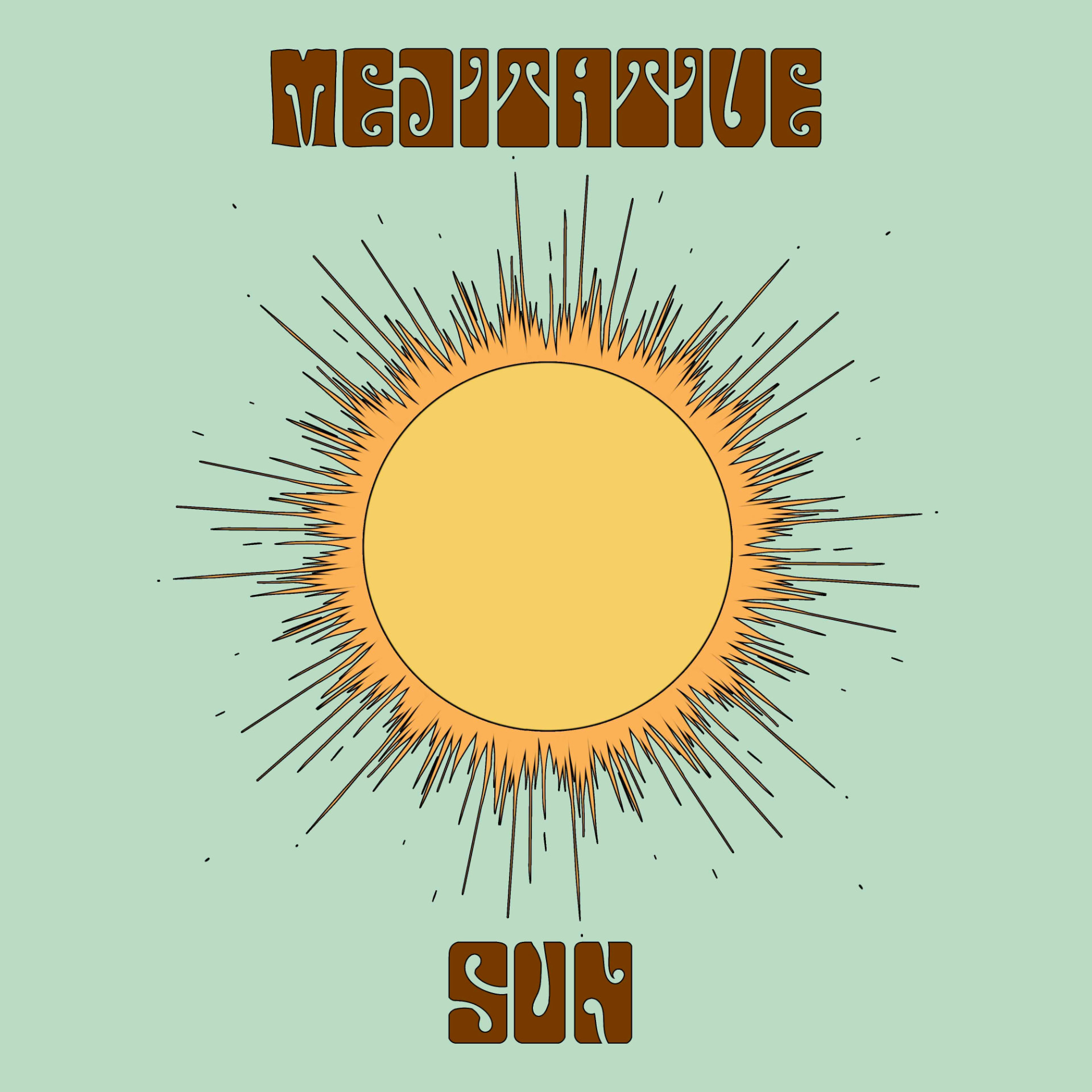Meditative Sun logo on a pale green background