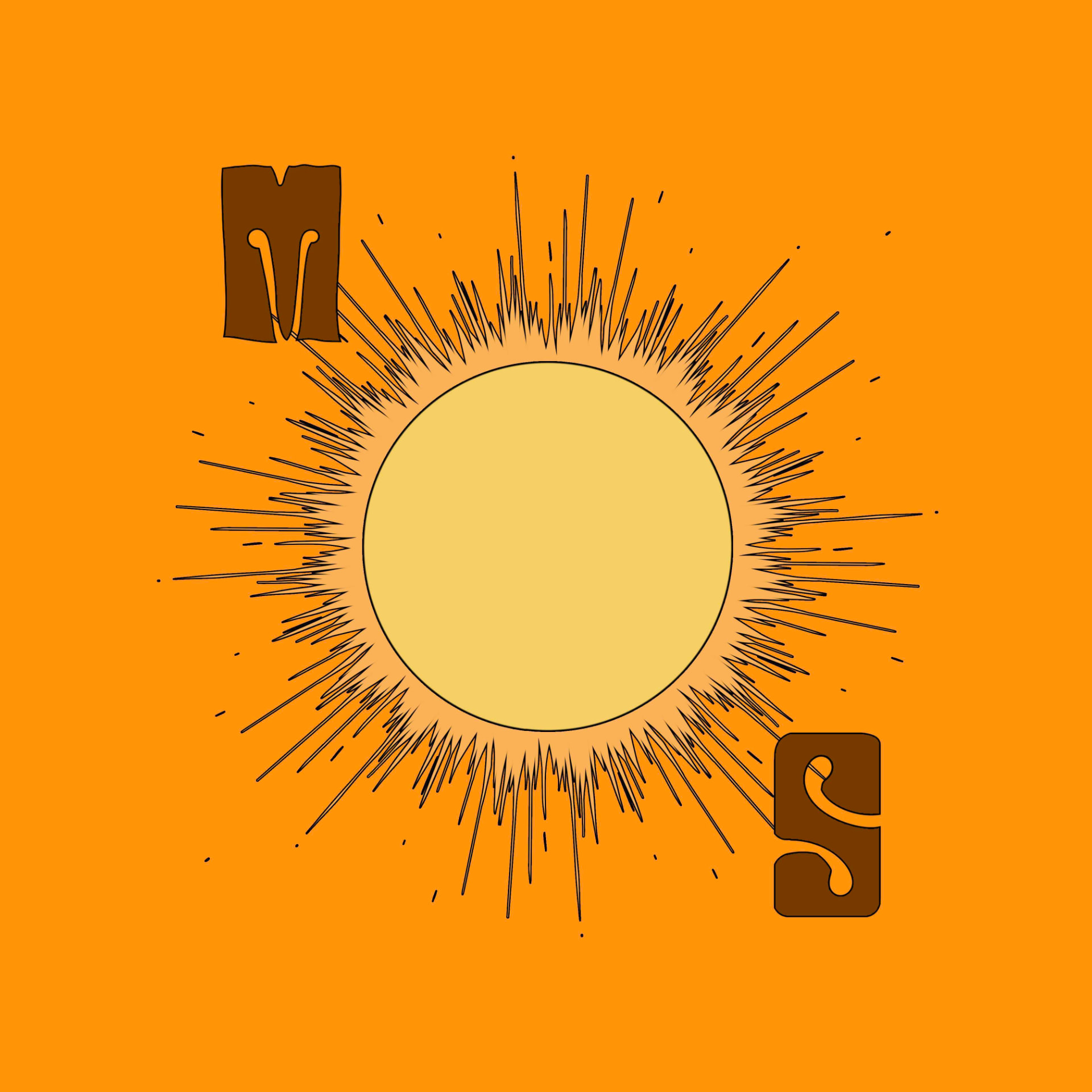 Meditative Sun sun mark on an orange background